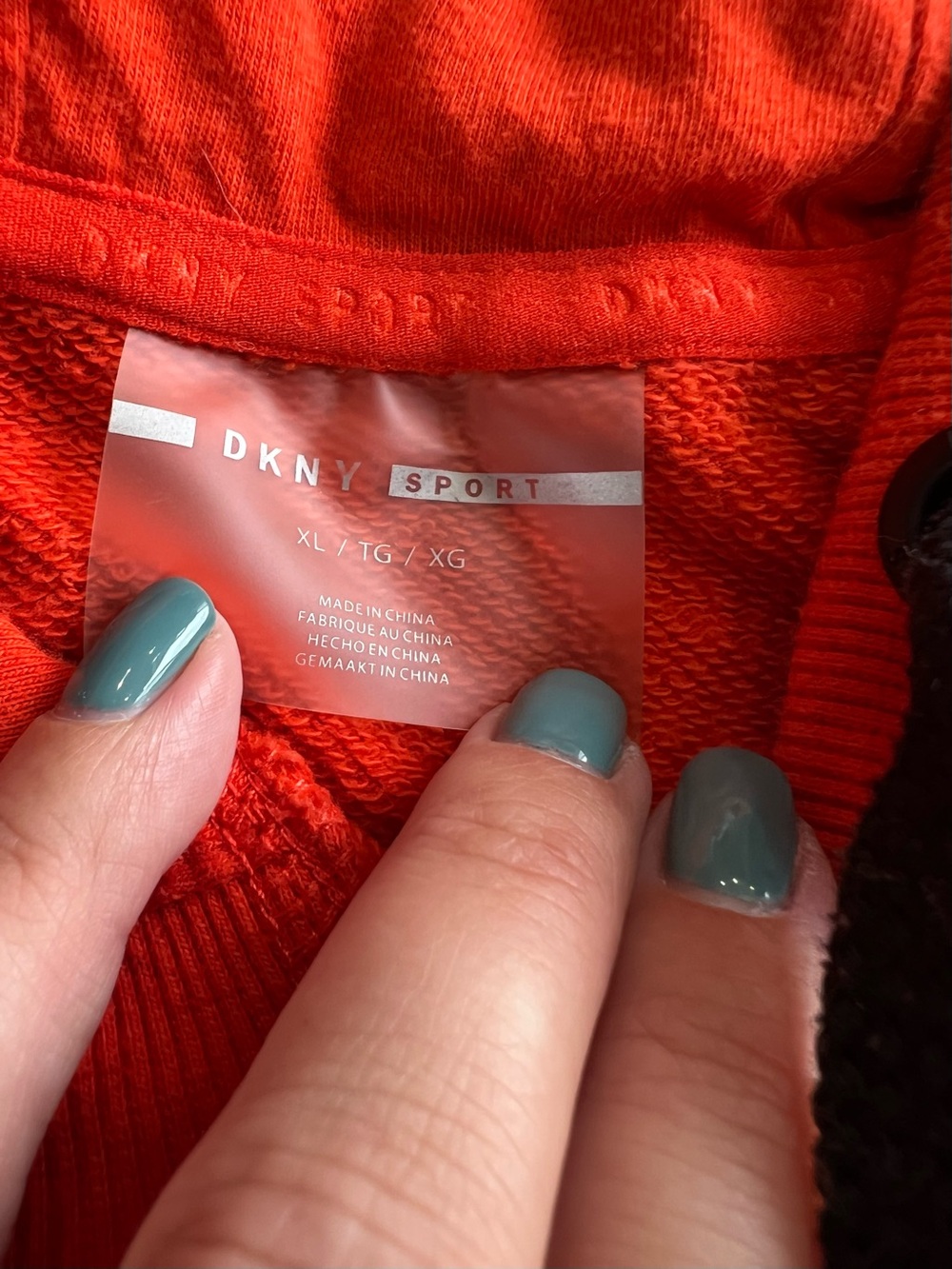 DKNY Sport Hooded Sweatshirt Dress Orange Short Sleeve XL - Picture 4 of 7